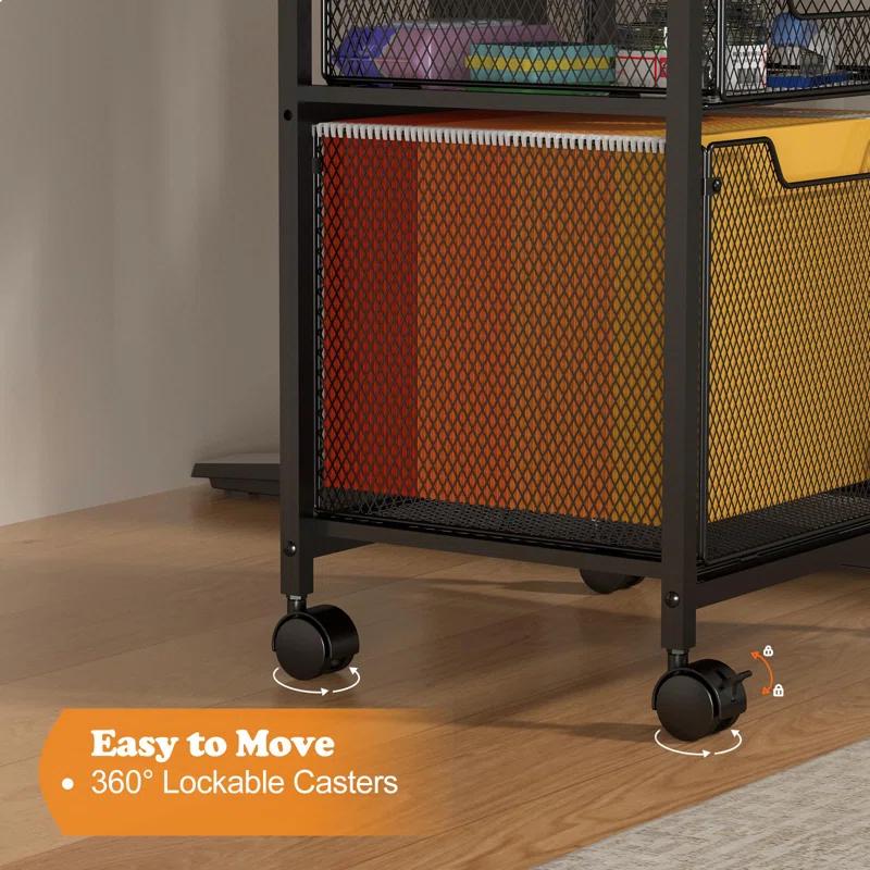 Rolling File Cabinet Cart,Printer Stand with 2 Drawers,Mobile Filing Cabinet on Lockable Wheels