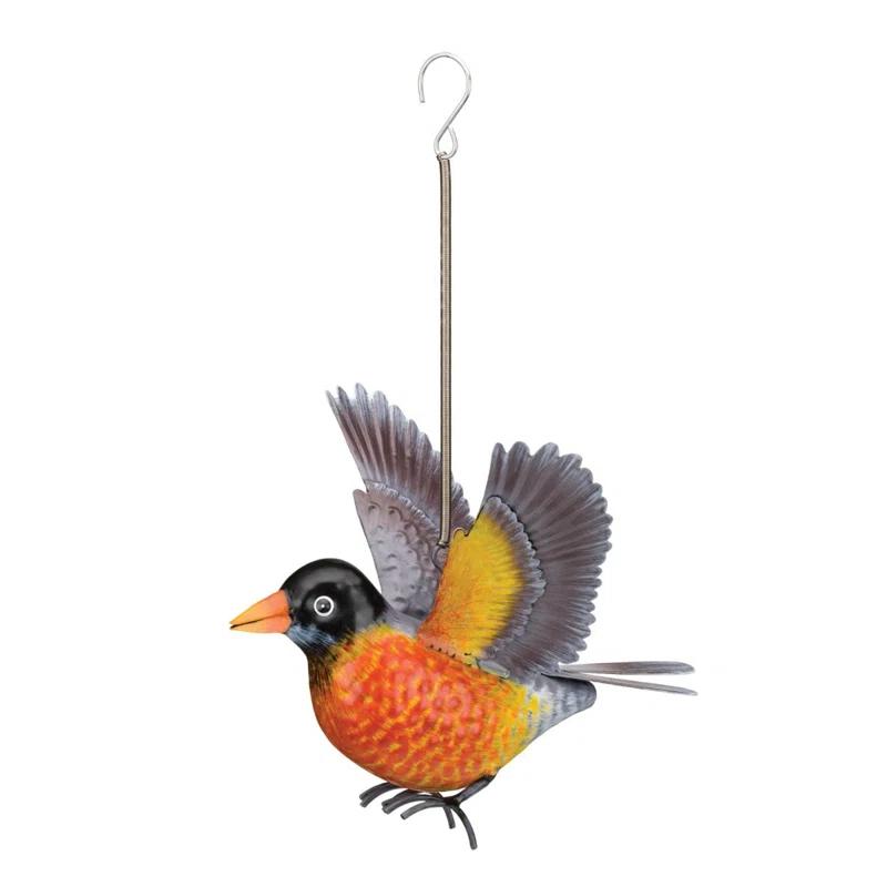 Hand-Painted Metal Robin Bird Bouncie with Spring