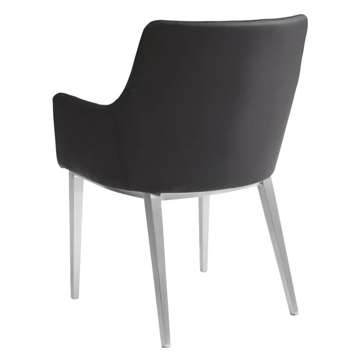 Black Faux Leather Armchair with Metal Legs