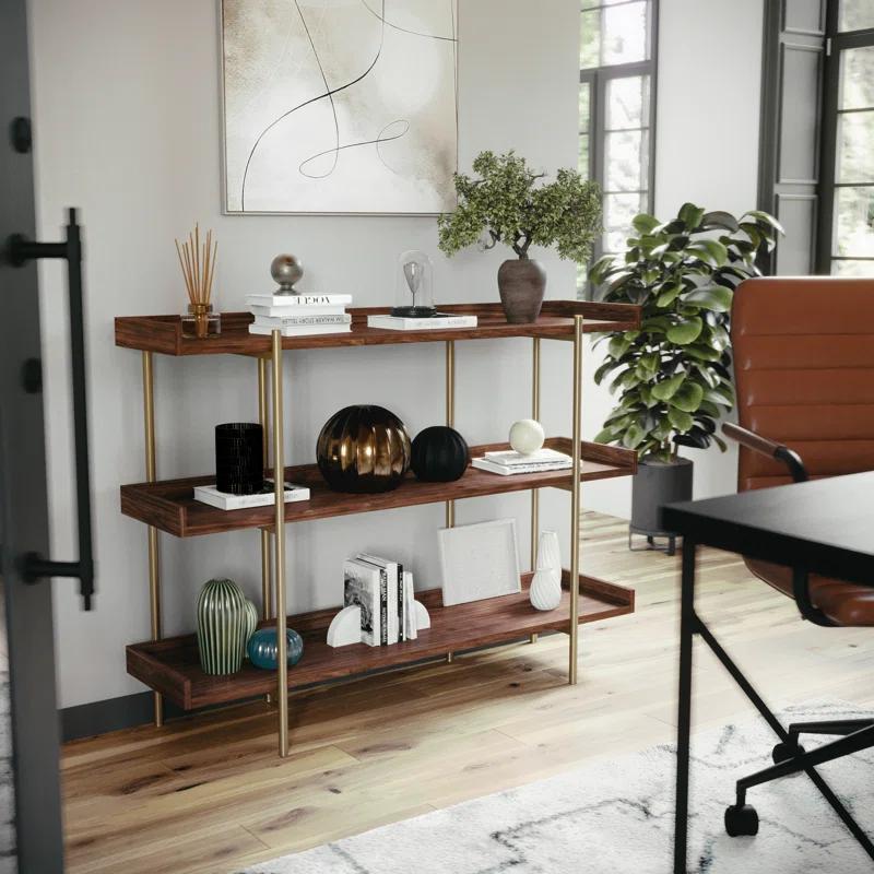 Martha Stewart Raines Martha Stewart Emmett 3 Shelf Storage Display Unit Bookcase with Metal Frame