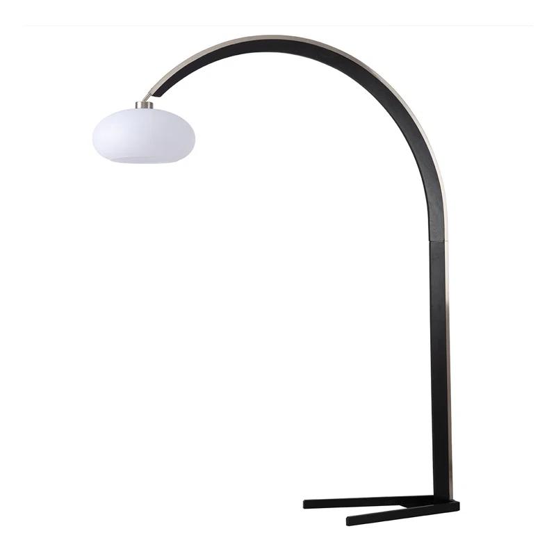 Nova of California Vaulted Arc Floor Lamp by Peter Morelli - 86", 1968 design, Black Wood, Satin Nickel, Dimmer Switch, V-base