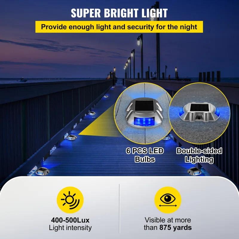 Solar Dock Lights Low Voltage Solar Powered Integrated LED Metal Pathway Light Pack (Set of 4)
