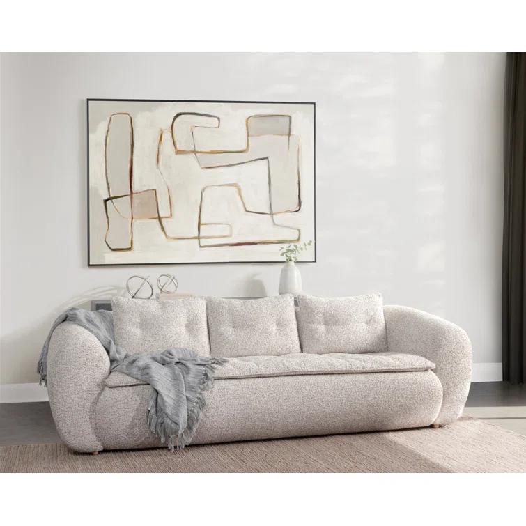 Classic Home Ember 103" Upholstered Fabric Sofa In Cream White