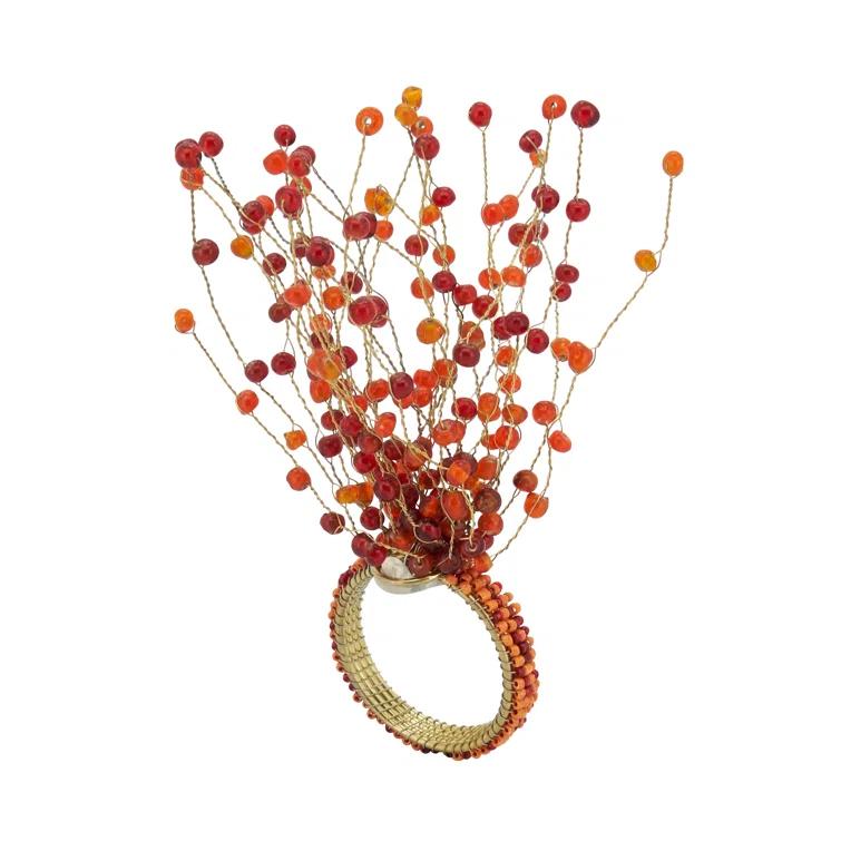 Saro Beaded Design Napkin Ring (Set of 4)
