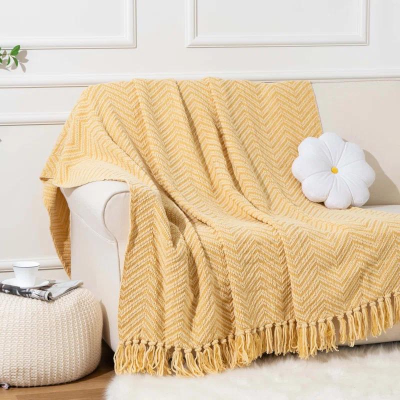 Battilo Home Throw Blanket for Couch, Super Soft Cozy Warm Throws for Twin Bed, Knit Woven Chenille Blanket Versatile for Sofa Bedroom Home Decor