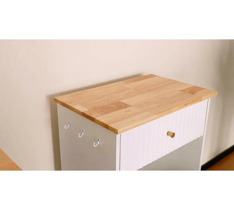 Alaulm 10 Gallons Tilt out Trash Can Cabinet with Drawer, Freestanding Kitchen Trash Can Cabinet (Not Include Trash Can)