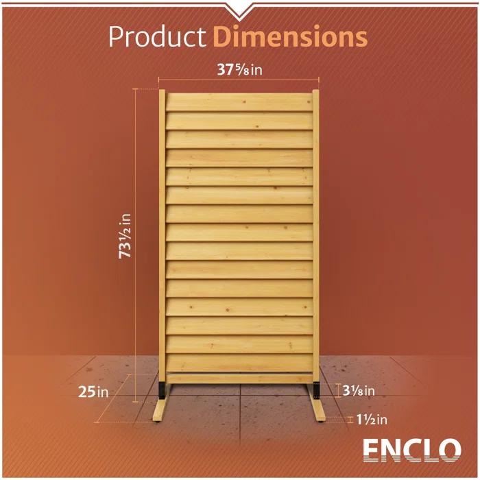Enclo 6.1ft H x 3.1ft W (1 Panel) Freestanding or Surface Mounted Enclo Sierra Privacy Screen, Wood Fence Screen, Outdoor or Indoor Decorative Privacy Panel, Great for Balcony, Patio, Deck, EC18031