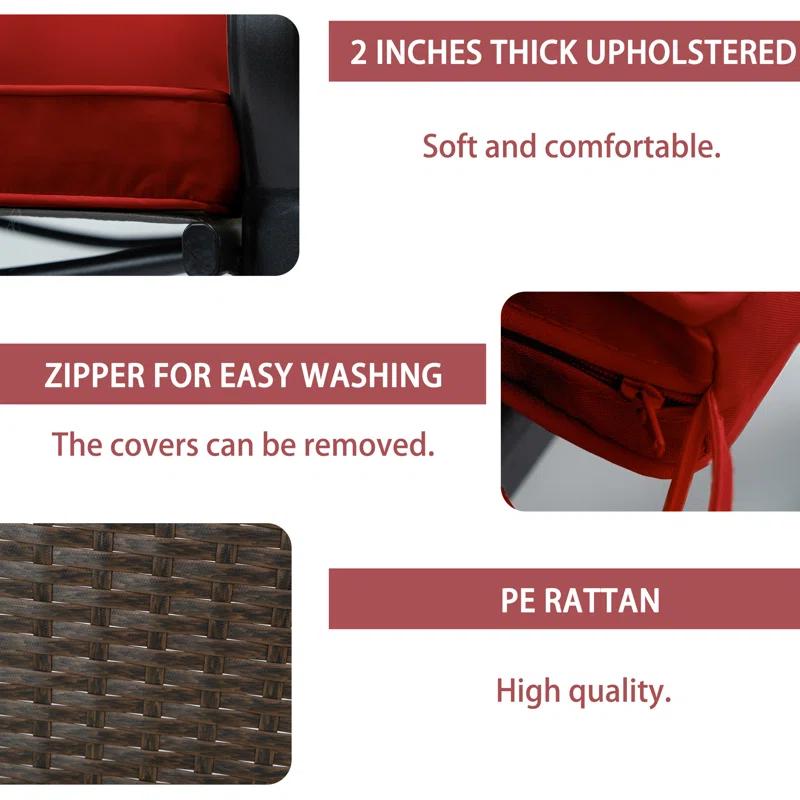 Mercury Row® Preciado 3 Piece Outdoor Patio Set With Cushions-Rocking Chair for Balcony, Lawn and Porch