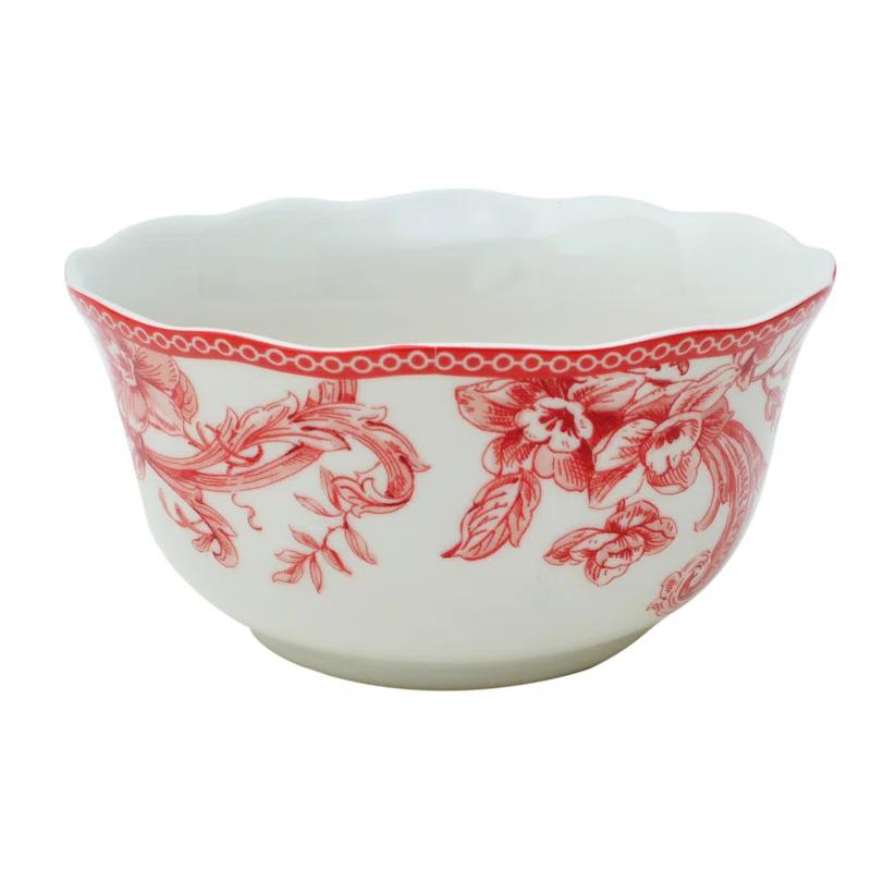 222 Fifth 222 Fifth Christmas Lane Red 16-Piece Porcelain Dinnerware Set - Service For 4, Plates, Bowls & Mugs