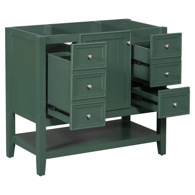 (Base Only) 36" Bathroom Vanity Without Sink, 1 Cabinet And Three Drawers