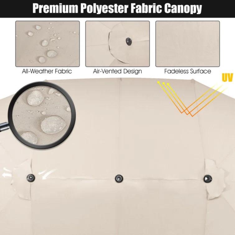 Latitude Run® 15 Feet Patio Double-Sided Umbrella With Hand-Crank System