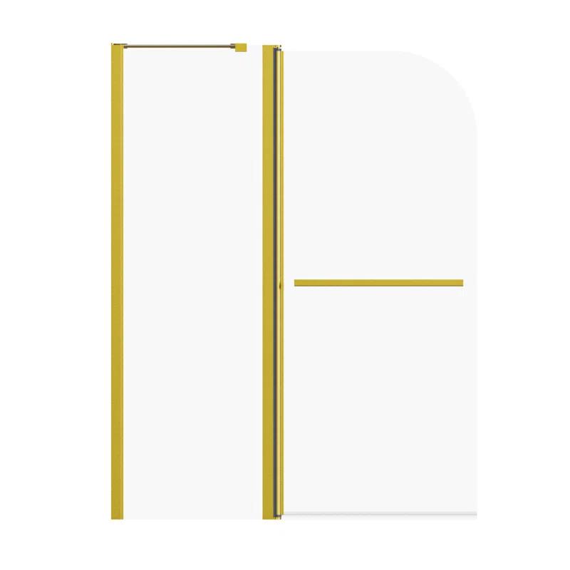 43 In. W * 58 In. H Frameless Folding Shower Doors For Bathtub, 1/4" (6Mm) Thick SGCC Tempered Glass Door, Bathroom Pivot Tub Glass Door