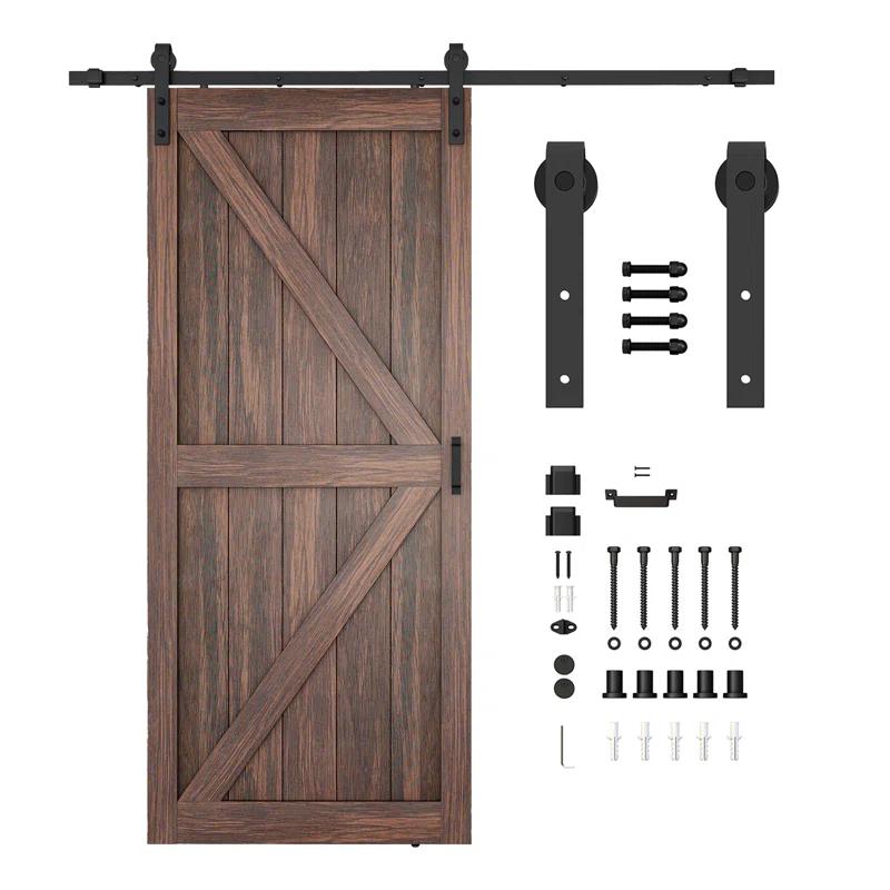 ANZZI ANZZI Heavy Duty Sturdy Wood Single Sliding Barn Door - Solid Core MDF And PVC - Knockdown Design - Hardware Included - Space-Saving Solution