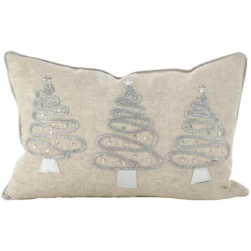 Saro Holiday Tree Design Sequined Throw Pillow