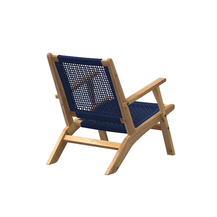 Balkene Home Patio Sense Vega Natural Stain Chair ,Acacia Wood Construction ,Woven Web Seat- Navy Blue Cording