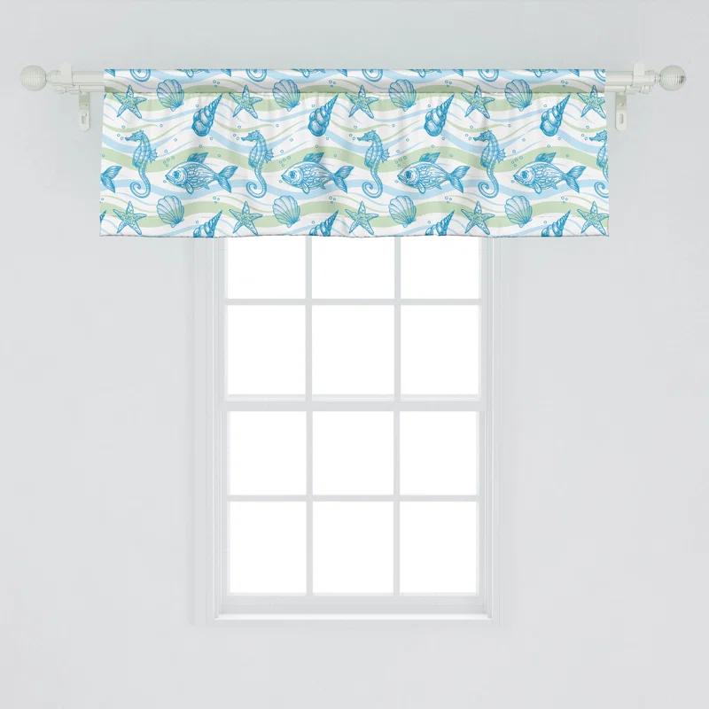 Ambesonne Ambesonne Nautical Valance Pack of 2 Ocean Shell Starfish - Mint Blue