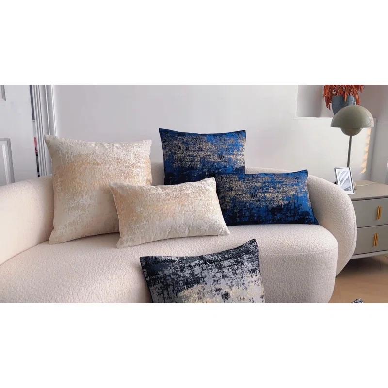THE-TINOART Glam Jacquard & Velvet Throw Square Accent Pillow Cover 20"x20" 1Piece