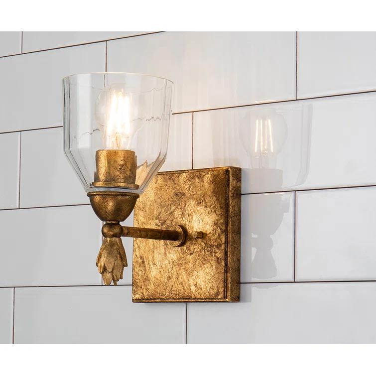 Lucas McKearn Felice 1-light Flame-shaped Bath Vanity Light in Antique Gold