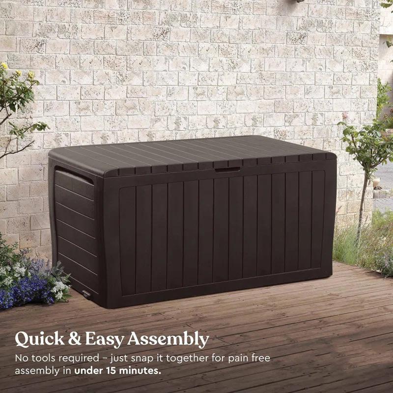 NATIONAL WINDOW 71 Gallon Resin Outdoor Storage Box For Patio Storage Mats, Throw Pillows, Garden Tools And Pool Floats