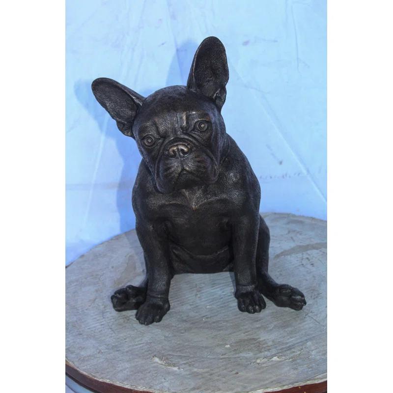 NIFAO Nifao Collection Bronze Statue of French Bulldog Sitting, Elegant Canine Decor 12" x 12" x 17"H