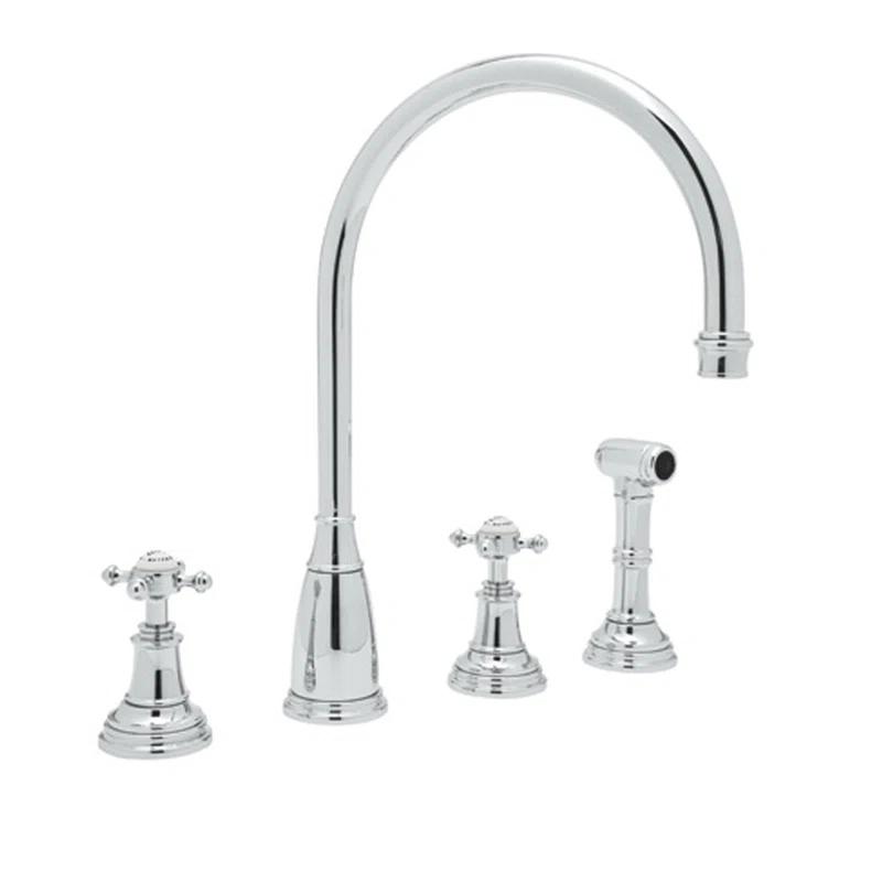 Perrin & Rowe U.4735X-APC-2 Georgian Era Two Handle Kitchen Faucet With Side Spray
