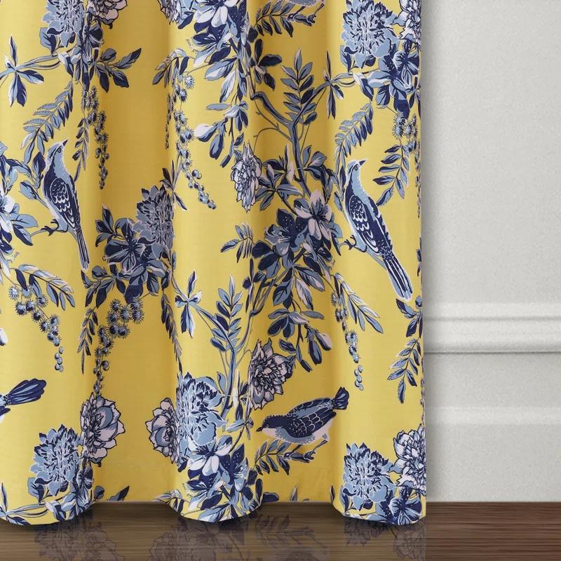 Lush Decor Farmhouse Bird And Flower Polyester Curtain Pair (Set of 2)