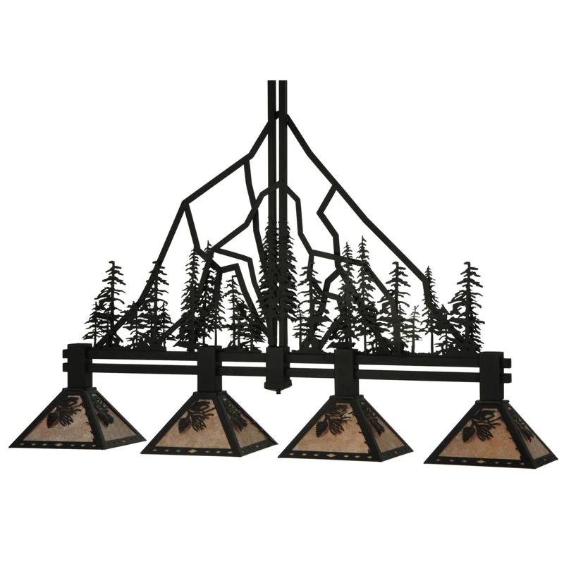 Meyda Lighting Rustic Lodge 4 - Light Black Kitchen Island Pendant