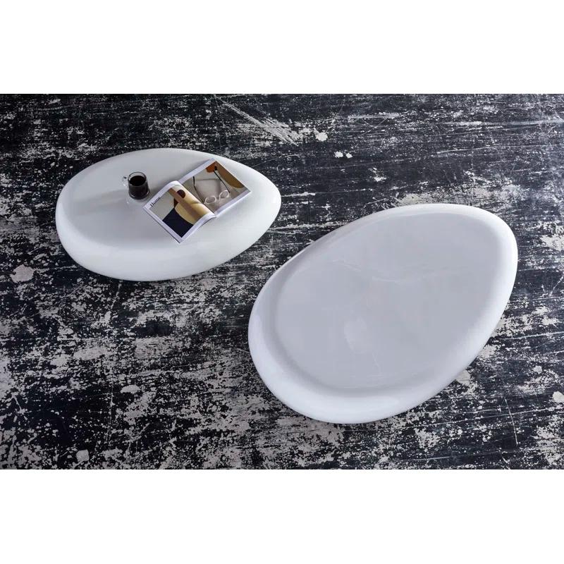 Phillips Collection Gel Coat White River Stone Solid Coffee Table