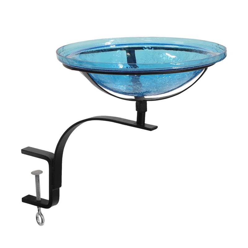 Union Rustic 12 Inch Crackle Birdbath with Rail Mount Bracket