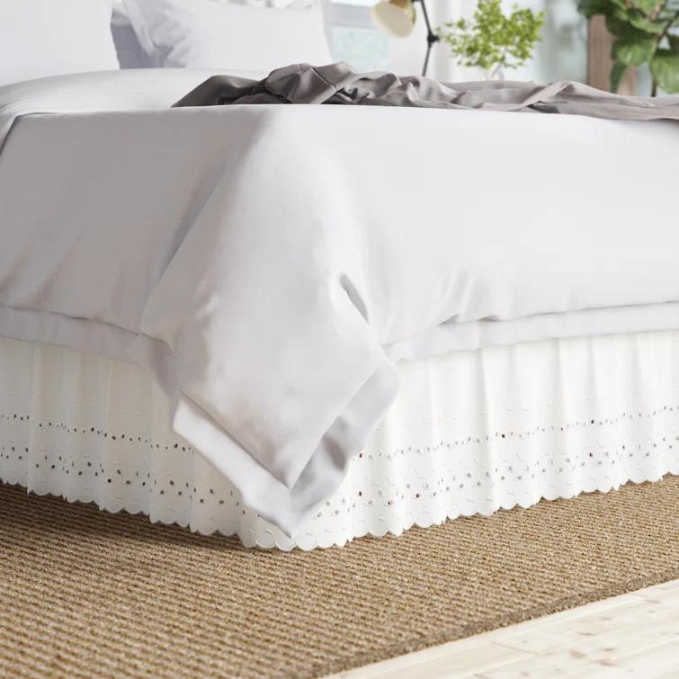 Fresh Ideas Fresh Ideas Ruffled Eyelet Bed Skirt, 14" Drop Length