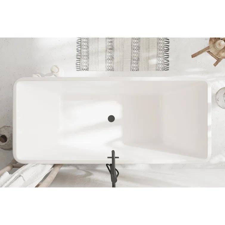 Living District 67 Inch Bathtub in Glossy White with Trim BT30667GW-MBK