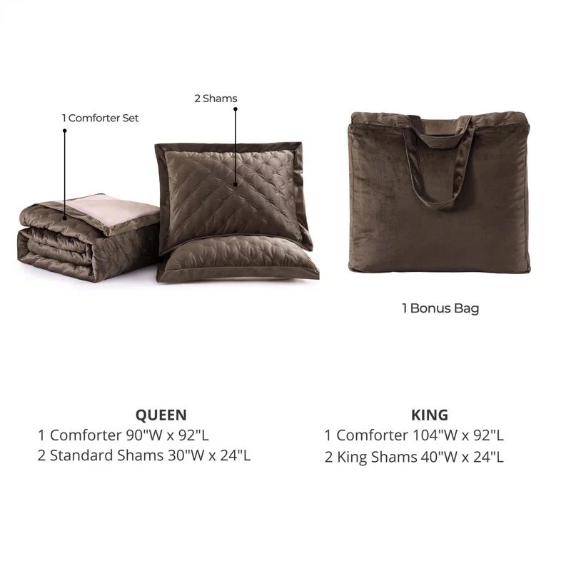 BeBeJan Bebejan 3 Piece Velvet Comforter Set