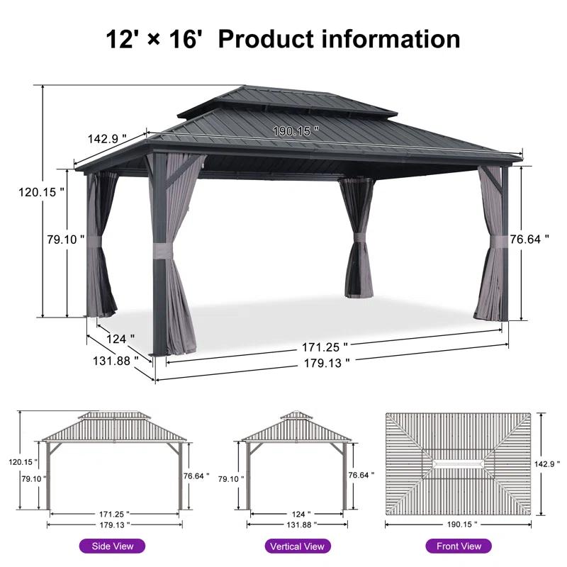 Purple Leaf Aluminum Patio Gazebo