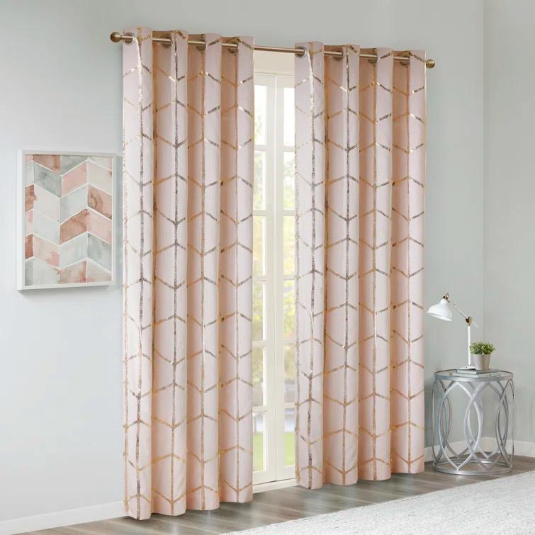Intelligent Design Raina Geometric Total Blackout Grommet Single Curtain Panel
