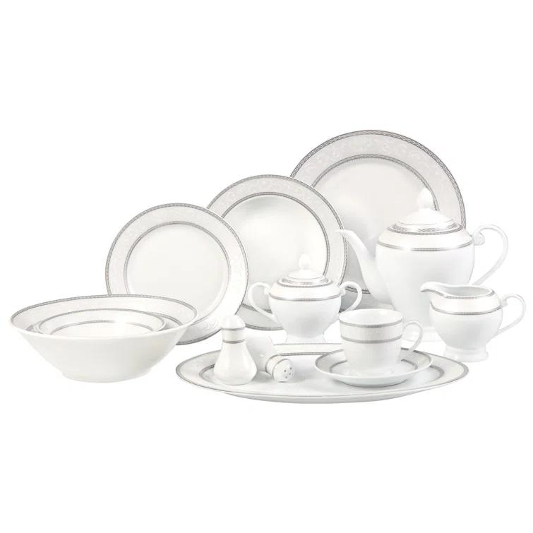 Lorren Home Trends 57 Piece Porcelain China Dinnerware Set - Service for 8