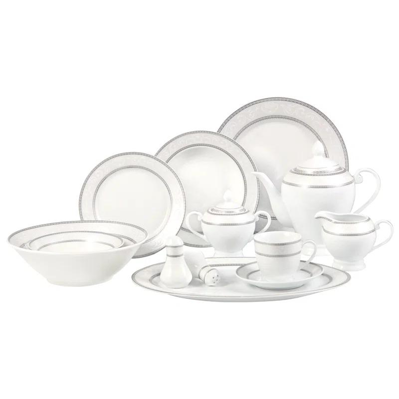 Lorren Home Trends 57 Piece Porcelain China Dinnerware Set - Service for 8