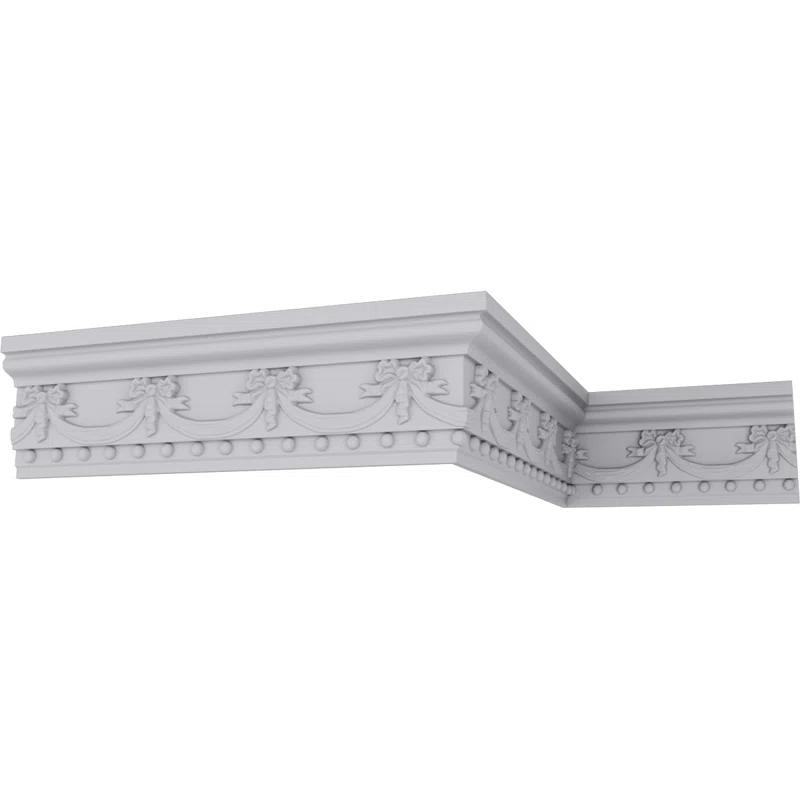 Ekena Millwork 6 1/4"H x 2"P x 94 1/2"L Federal Swag & Bow Chair Rail Moulding