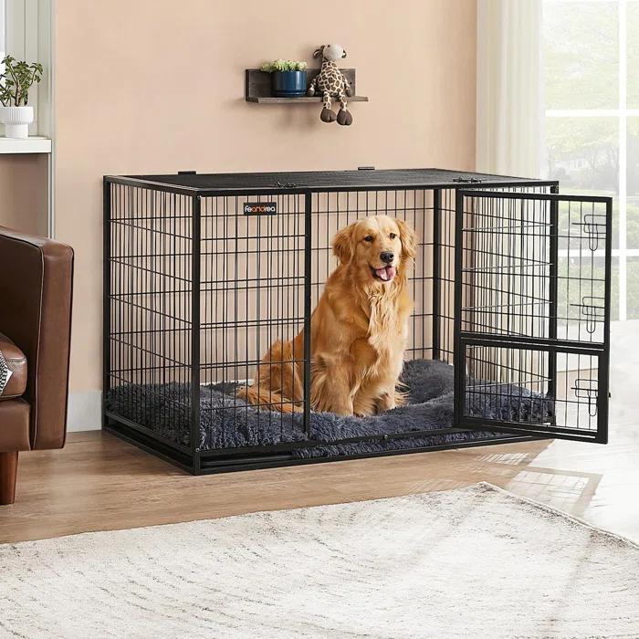 FEANDREA Heavy-Duty Dog Crate with Removable Tray