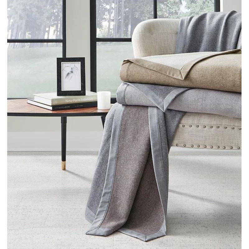 Full/Queen Reversible Gray Merino Wool Blanket