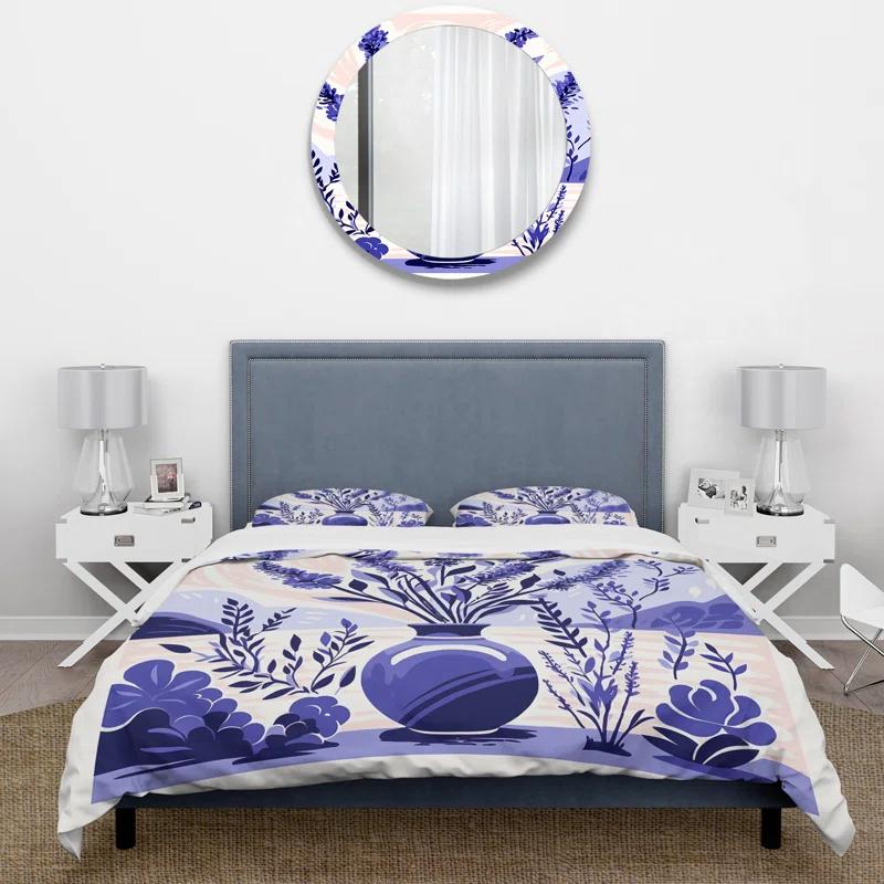 Design Art Purple Boho Pottery Blooms IV - Boho Pottery Duvet Cover Set