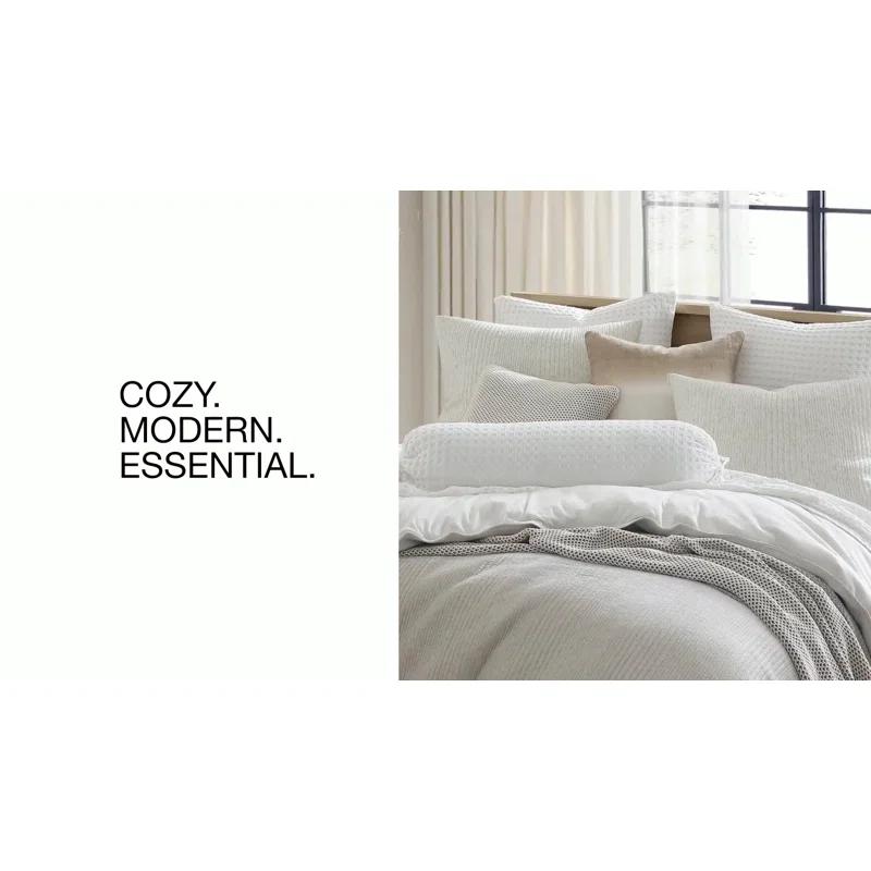 DKNY Pure Ribbed Jersey Queen Comforter Set Heather Gray