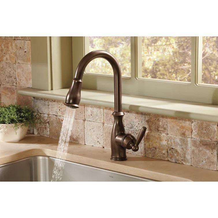 Moen MOEN Brantford Single-Handle Pull-Down Sprayer Kitchen Faucet with Reflex and Power Boost in Oil Rubbed Bronze 7185ORB