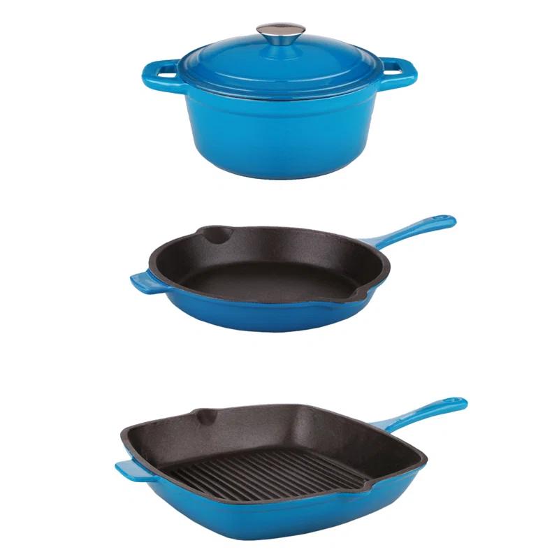 BergHOFF BergHOFF Neo 4Pc Cast Iron Set Grill Pan, Fry Pan & 3Qt Dutch Oven