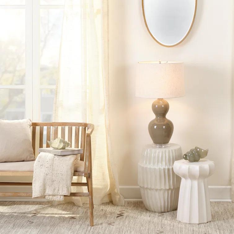 Jamie Young Co Algae Hollow Center Coastal Ceramic Side Table in White