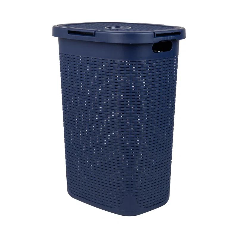 Mind Reader Mind Reader 40L Slim Laundry Hamper, Clothes Basket, Lid, Wicker Design, Plastic