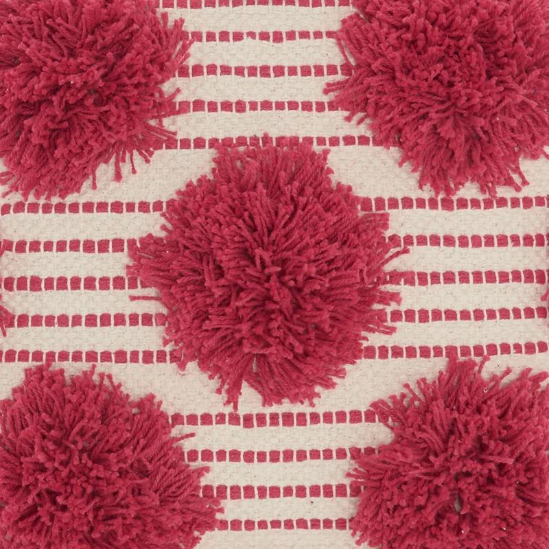 Pom-poms Cotton Reversible Throw Pillow
