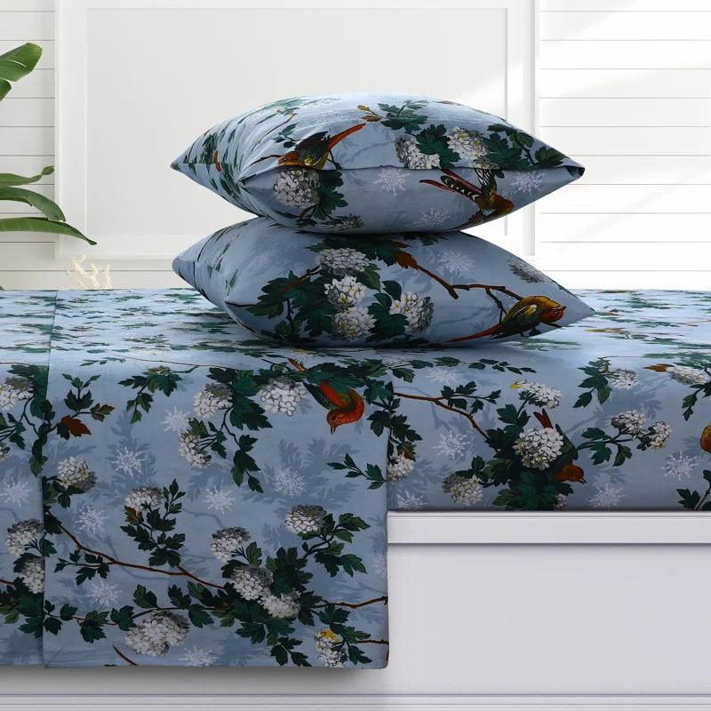 Azores Home Celina Flannel Floral Sheet Set