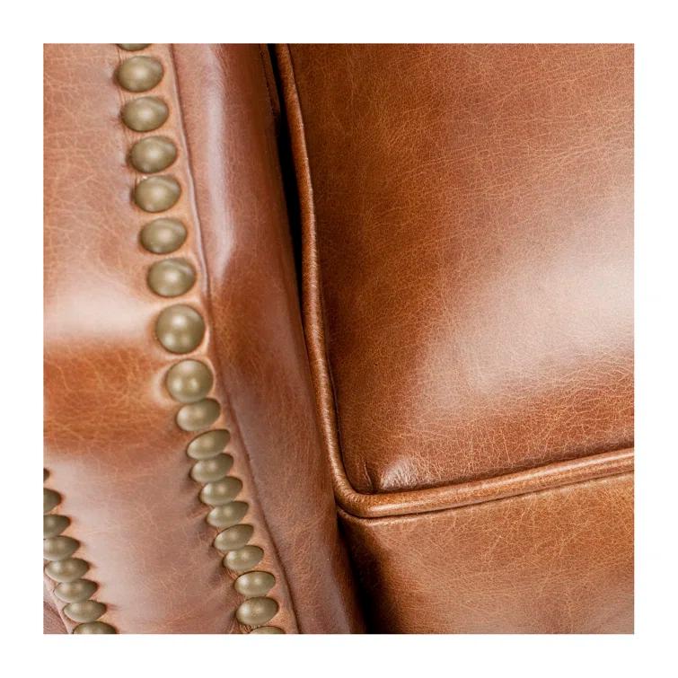 Safavieh  Couture Buddy Leather Nailhead Trim Recliner Dark Grey 30" W x 30" L x 37.5" H