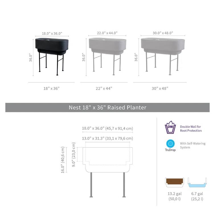 Nest Self Watering Raised Planter Box