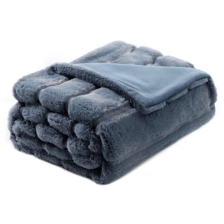 Cozy Bliss Soft Faux Fur Throw Blanket Plush Winter Blanket
